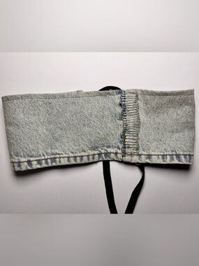 Denim Bandeau Top in Light Wash - Strap Detail